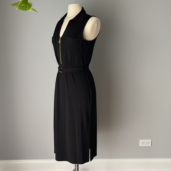 Michael Kors collared zipper front sleeveless black dress size XS - Picture 3 of 8